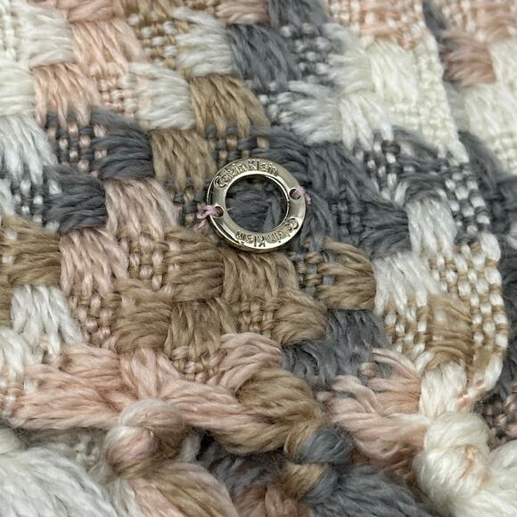 Calvin Klein Multicolor Houndstooth Knit Scarf Wrap Fringe 23" x 74" Winter - Picture 6 of 9